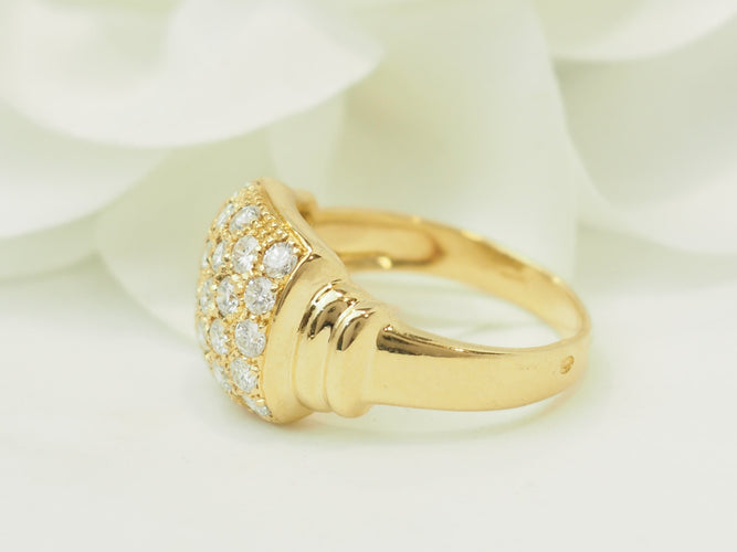 Bague 57 Bague pavée de diamants en or jaune 18 ct 58 Facettes 33673