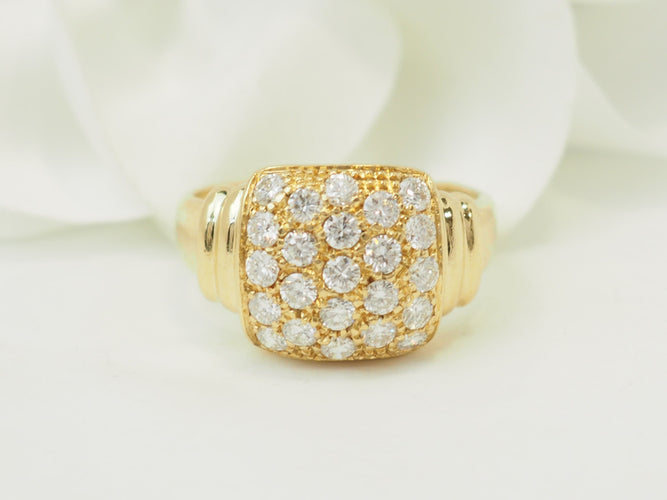 Bague 57 Bague pavée de diamants en or jaune 18 ct 58 Facettes 33673