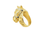 Bague 63 Bague tête de cheval en or jaune 18 carats, diamants et saphirs 58 Facettes 33731
