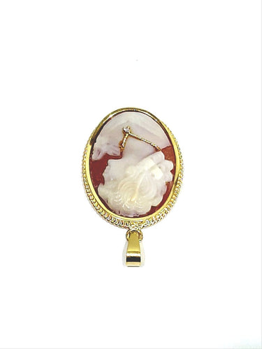 Pendentif Pendentif camée coquillage en or jaune 18 carats avec diamant 58 Facettes 1748566