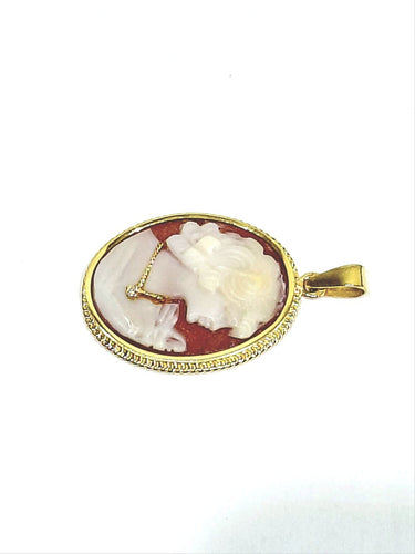 Pendentif Pendentif camée coquillage en or jaune 18 carats avec diamant 58 Facettes 1748566