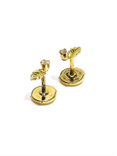 Boucles d'oreilles Boucles d’oreilles - Motifs feuilles en or jaune 18 carats et diamants 58 Facettes 1748569