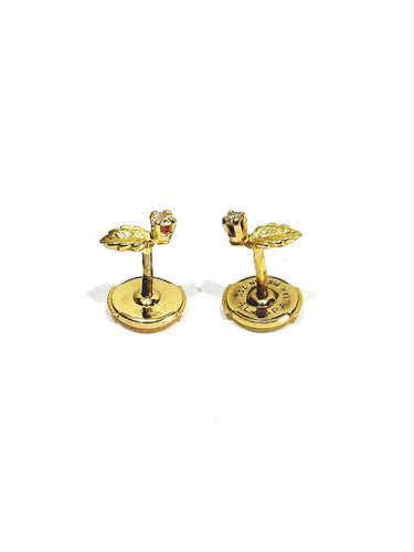 Boucles d'oreilles Boucles d’oreilles - Motifs feuilles en or jaune 18 carats et diamants 58 Facettes 1748569
