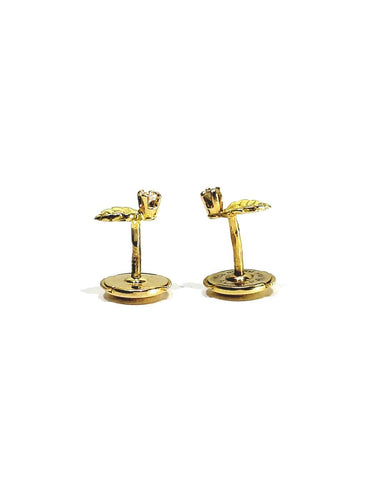 Boucles d'oreilles Boucles d’oreilles - Motifs feuilles en or jaune 18 carats et diamants 58 Facettes 1748569