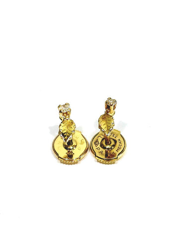 Boucles d'oreilles Boucles d’oreilles - Motifs feuilles en or jaune 18 carats et diamants 58 Facettes 1748569