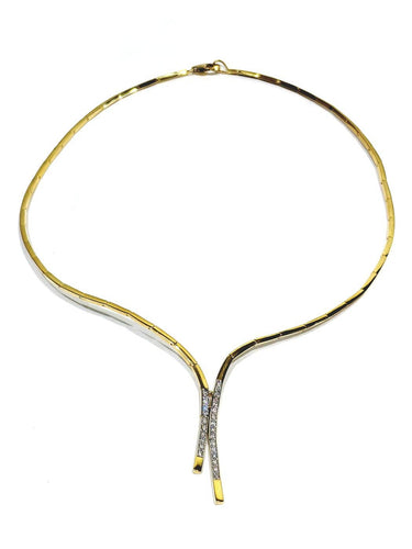 Collier Collier semi-rigide en or champagne 18 carats et diamants 58 Facettes 1748573