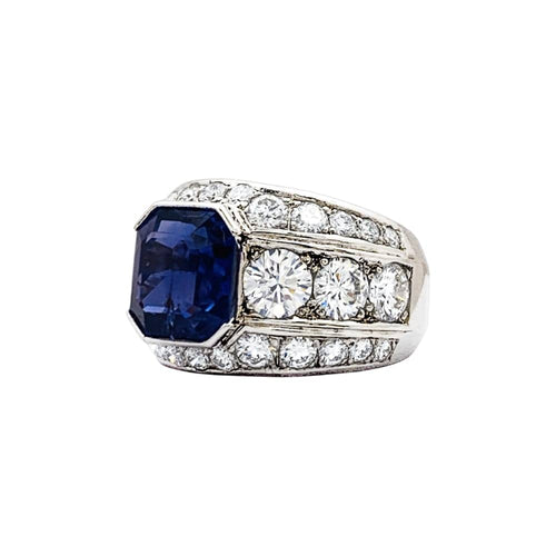 Bague 54 Bague platine, saphir et diamants. 58 Facettes 35525