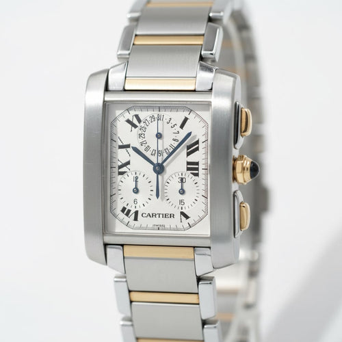 Montre Cartier Tank Française GM - Montre en or 18 carats et acier 58 Facettes 1.0000977/1