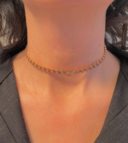 Collier Chantecler Paillettes - Collier choker en or rose et diamants 58 Facettes AZ-GAD-CH41774