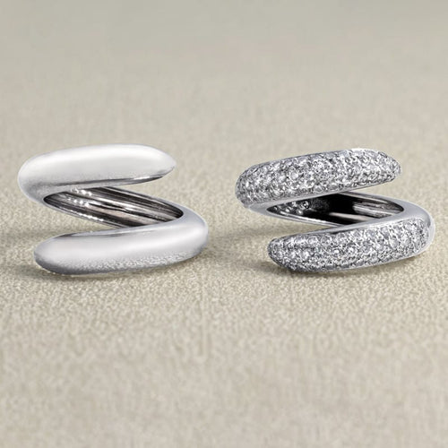 Bague 49 Bague Chaumet Double spirale Or blanc et Diamants 58 Facettes 61E00475