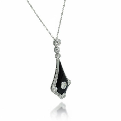 Collier Art déco - Collier pendentif en or blanc 18 carats et platine, diamants 58 Facettes 1.0001446/1