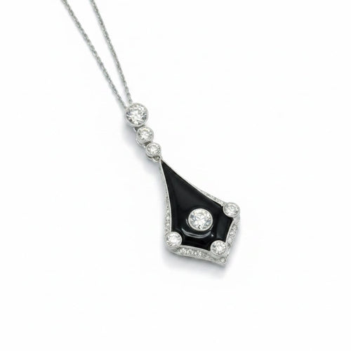Collier Art déco - Collier pendentif en or blanc 18 carats et platine, diamants 58 Facettes 1.0001446/1