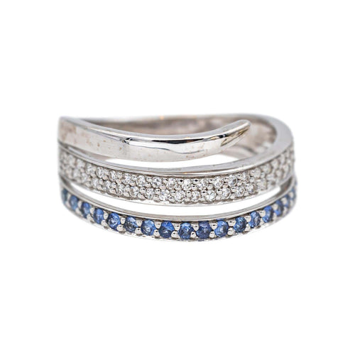 Bague 51 Bague  Bandeau  Or blanc Diamant, Saphir 58 Facettes 4870287CN