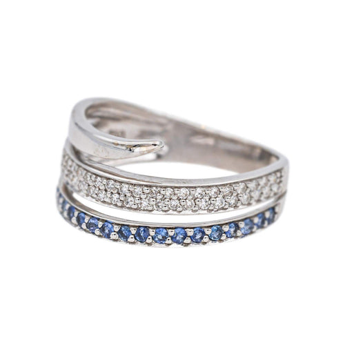 Bague 51 Bague  Bandeau  Or blanc Diamant, Saphir 58 Facettes 4870287CN
