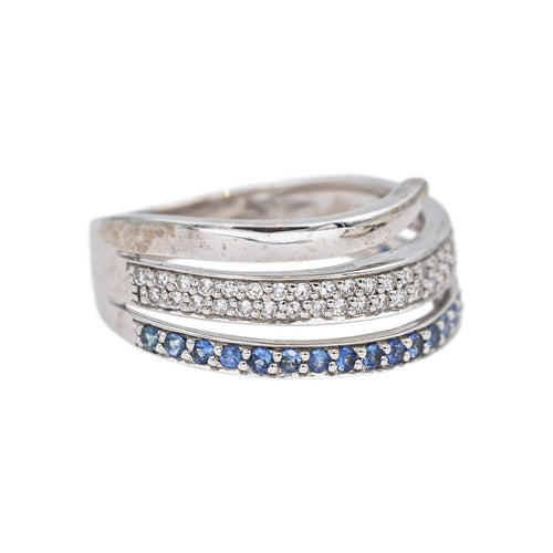Bague 51 Bague  Bandeau  Or blanc Diamant, Saphir 58 Facettes 4870287CN