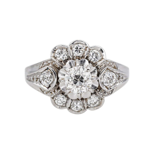 Bague 54 Bague Marguerite Or blanc, Platine Diamant, Diamants 58 Facettes 5159190CN