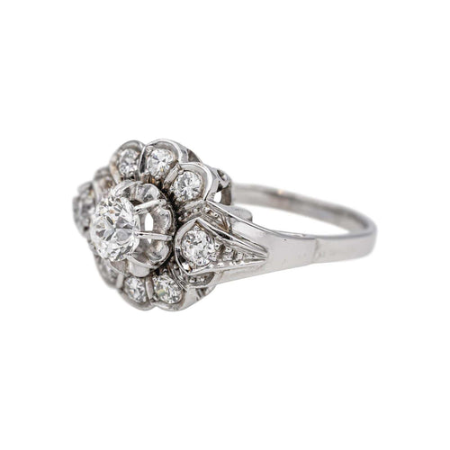 Bague 54 Bague Marguerite Or blanc, Platine Diamant, Diamants 58 Facettes 5159190CN