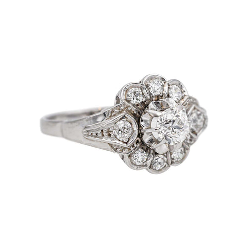 Bague 54 Bague Marguerite Or blanc, Platine Diamant, Diamants 58 Facettes 5159190CN