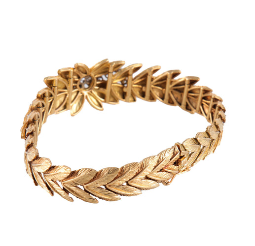 Bracelet Feuillage - Bracelet articulé en or jaune et diamants 58 Facettes BO/2200127