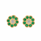 Boucles d'oreilles Boucles d'oreilles fleur en or jaune 18k avec diamants et émeraudes 58 Facettes 50450