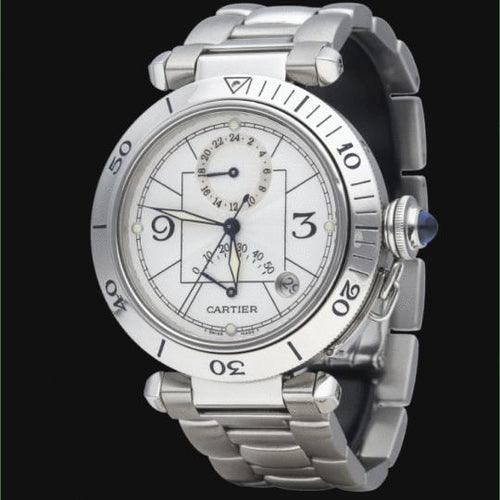 Montre Cartier Pasha - Montre automatique GMT réserve de marche en acier 38 mm 58 Facettes MT46243