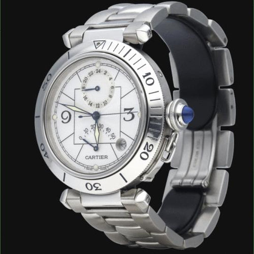 Montre Cartier Pasha - Montre automatique GMT réserve de marche en acier 38 mm 58 Facettes MT46243
