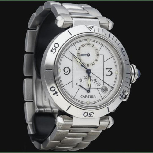 Montre Cartier Pasha - Montre automatique GMT réserve de marche en acier 38 mm 58 Facettes MT46243
