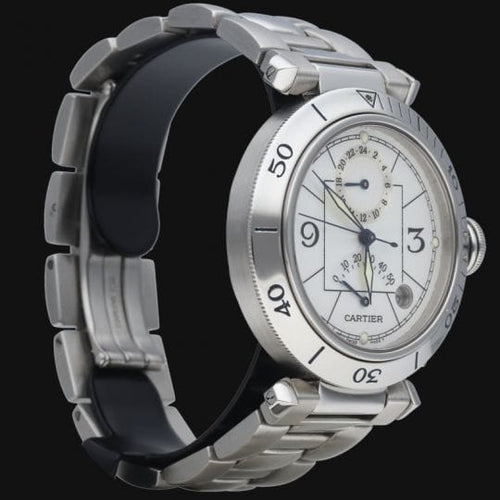Montre Cartier Pasha - Montre automatique GMT réserve de marche en acier 38 mm 58 Facettes MT46243