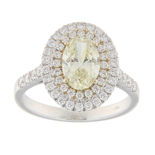 Bague 55 Guidetti - Bague en or blanc avec diamant ovale 1,51 ct et diamants 58 Facettes G3918