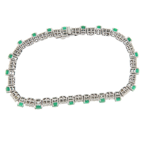 Bracelet Bracciale - Bracelet en platine avec béryls variété émeraude et diamants 58 Facettes G3919