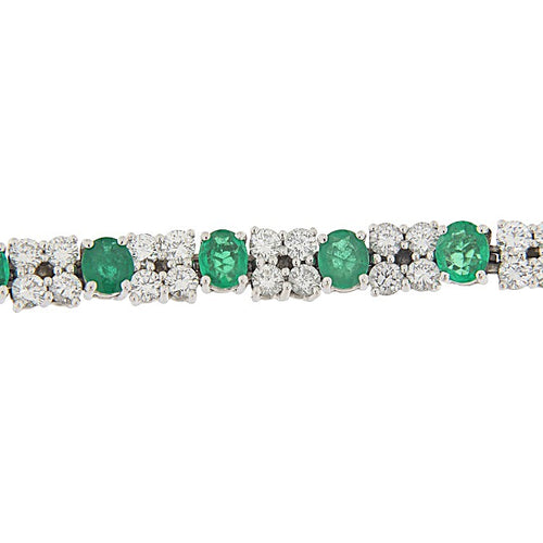 Bracelet Bracciale - Bracelet en platine avec béryls variété émeraude et diamants 58 Facettes G3919