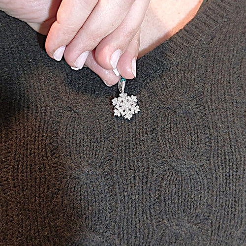 Pendentif Pendentif flocon de neige en or blanc 18 ct et diamants 58 Facettes G3915