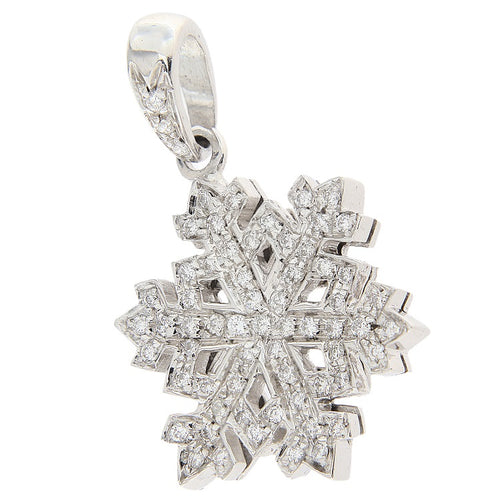 Pendentif Pendentif flocon de neige en or blanc 18 ct et diamants 58 Facettes G3915