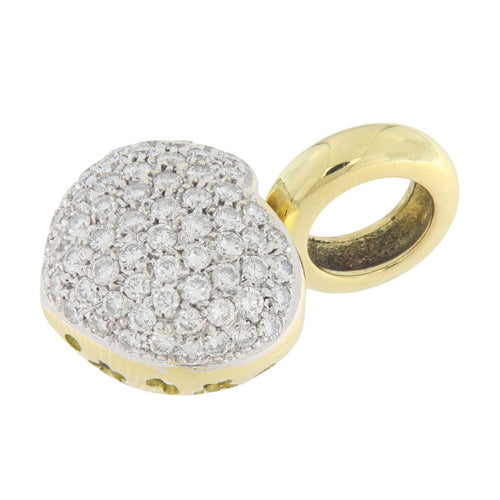 Pendentif Pendentif cœur vintage en or jaune et blanc 18 ct pavé de diamants 58 Facettes G3912