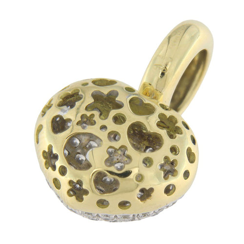 Pendentif Pendentif cœur vintage en or jaune et blanc 18 ct pavé de diamants 58 Facettes G3912
