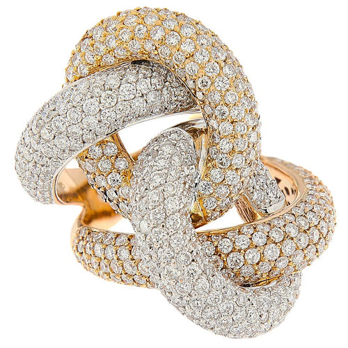 Bague 54 Bague à nœuds en or rose et or blanc 18 ct pavée de diamants 58 Facettes G3909