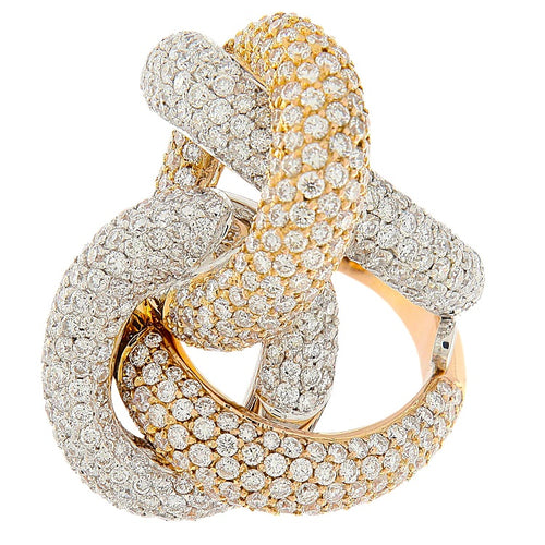 Bague 54 Bague à nœuds en or rose et or blanc 18 ct pavée de diamants 58 Facettes G3909