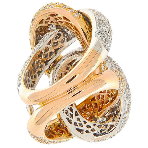 Bague 54 Bague à nœuds en or rose et or blanc 18 ct pavée de diamants 58 Facettes G3909