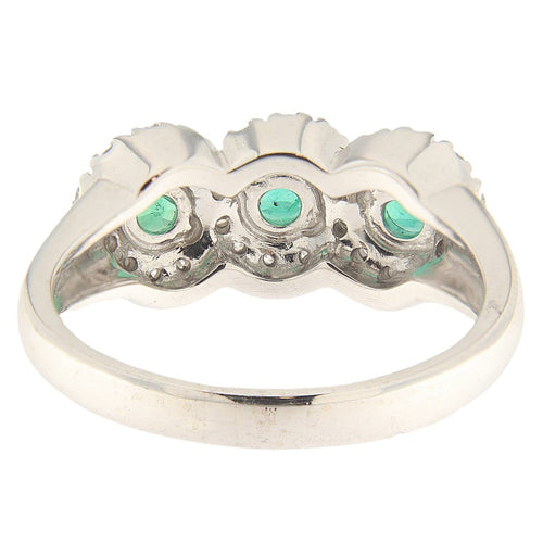 Bague Bague vintage - Or blanc 18 kt avec émeraudes et diamants 58 Facettes G3906