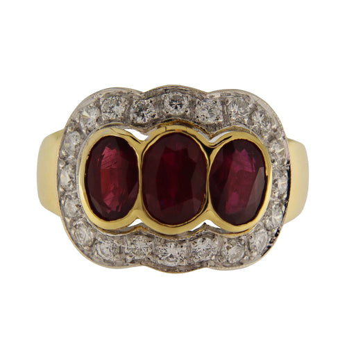 Bague 55 Bague vintage - Or jaune et blanc 18 ct avec rubis et diamants 58 Facettes G3898