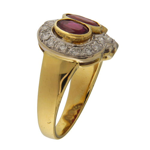 Bague 55 Bague vintage - Or jaune et blanc 18 ct avec rubis et diamants 58 Facettes G3898