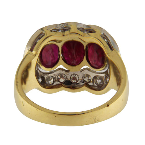 Bague 55 Bague vintage - Or jaune et blanc 18 ct avec rubis et diamants 58 Facettes G3898