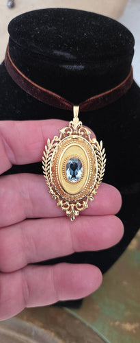 Pendentif Napoléon III - Pendentif broche en or jaune 18 ct et aigue-marine 58 Facettes Pendentif 18
