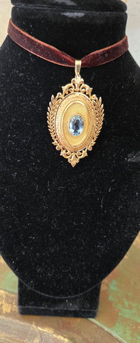Pendentif Napoléon III - Pendentif broche en or jaune 18 ct et aigue-marine 58 Facettes Pendentif 18