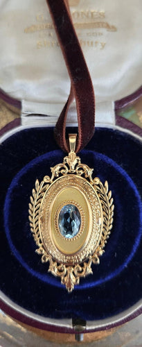 Pendentif Napoléon III - Pendentif broche en or jaune 18 ct et aigue-marine 58 Facettes Pendentif 18