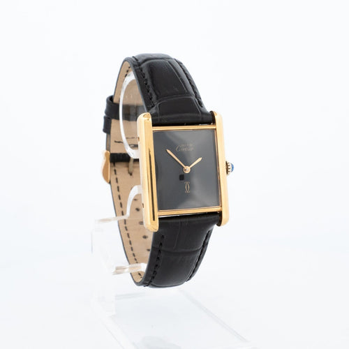 Montre Cartier Tank Must - Montre à cadran noir LM 58 Facettes 374