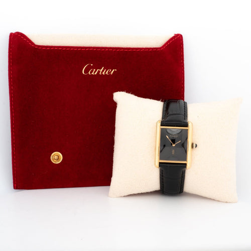 Montre Cartier Tank Must - Montre à cadran noir LM 58 Facettes 374