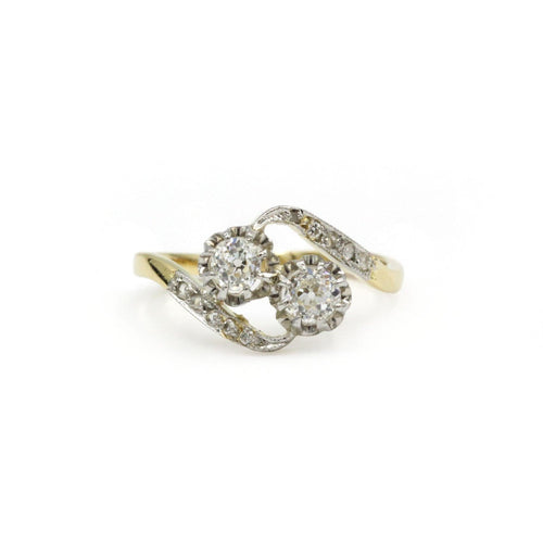 Bague 51 Toi & Moi - Bague en or jaune, or blanc et diamants 58 Facettes 250320R