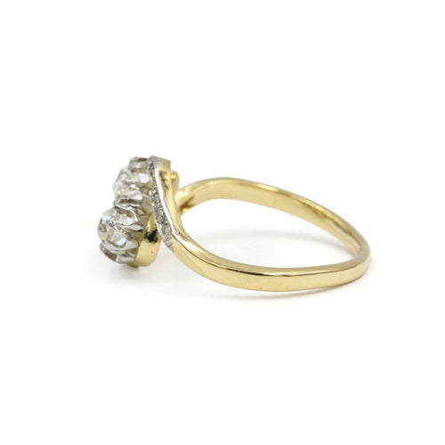 Bague 51 Toi & Moi - Bague en or jaune, or blanc et diamants 58 Facettes 250320R