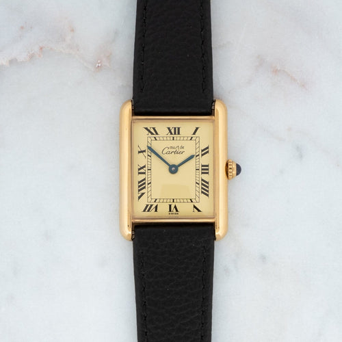 Montre Cartier Tank Must - Montre LM en vermeil, cadran romain lemon 58 Facettes 470